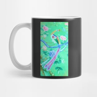 Chinoiserie peacock on green Mug